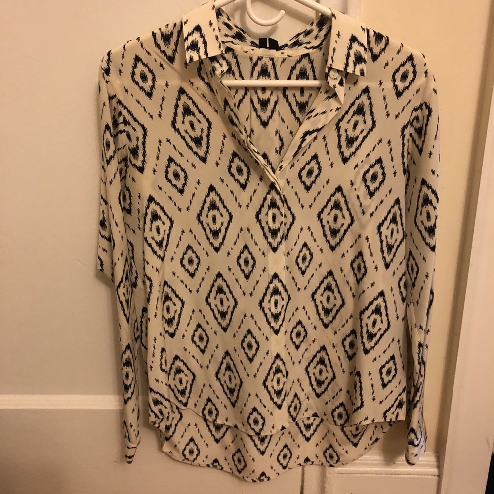 Theory Button Down Blouse With Aztec Print - image 1